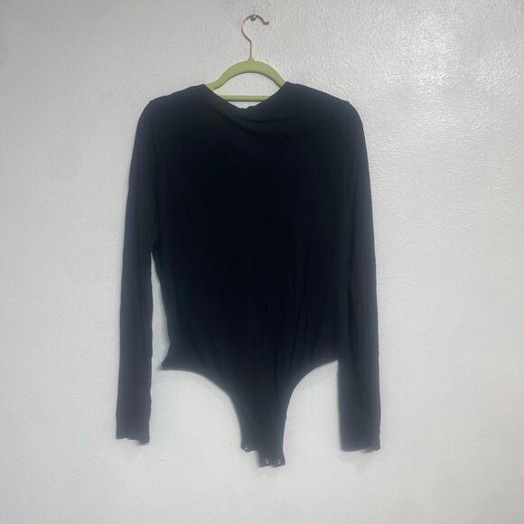 Wildfox Black Meow Cat Long Sleeve Bodysuit Sz L - Picture 10 of 13
